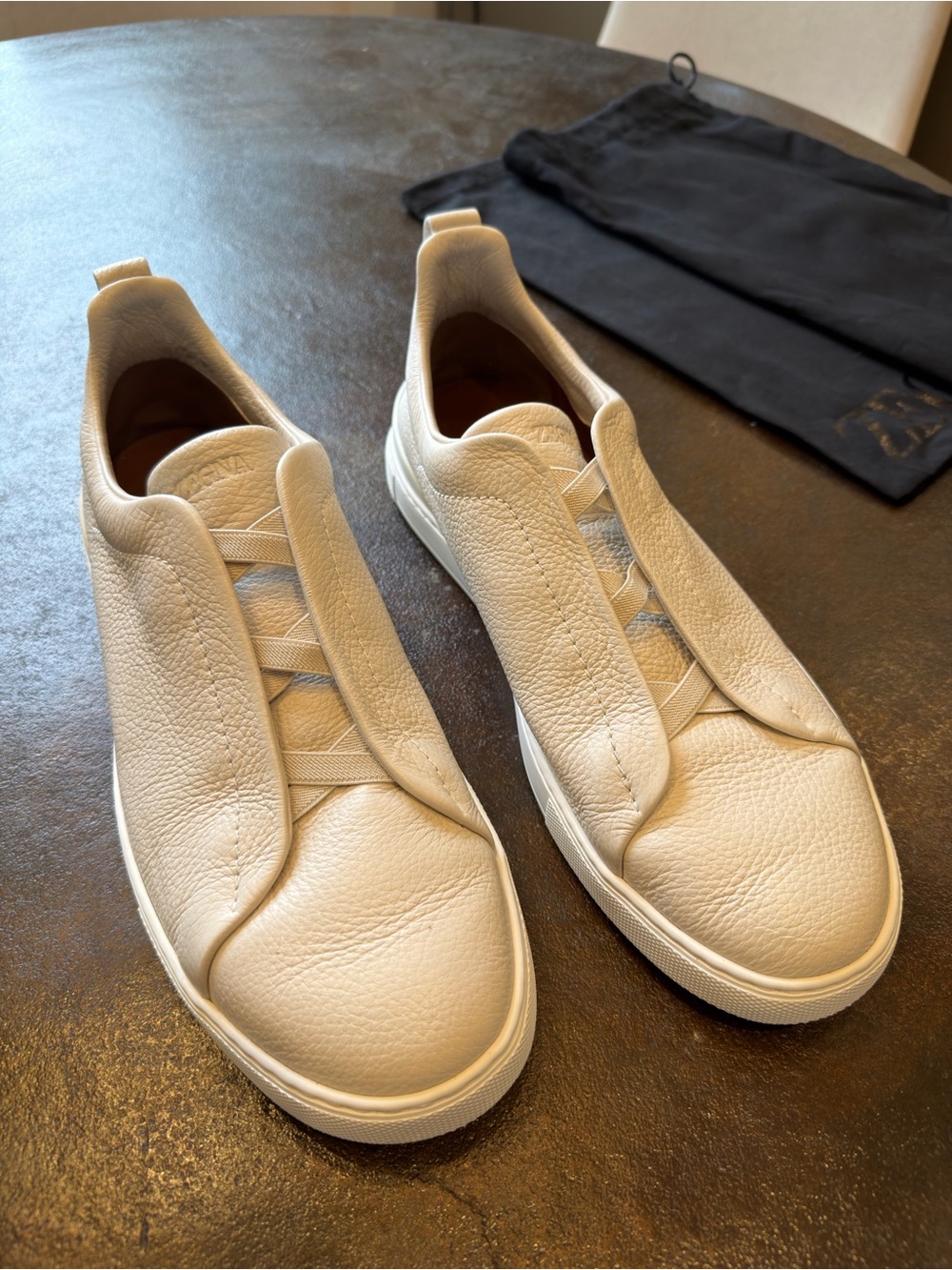 Zegna Men's Triple Stitch Leather Sneakers
